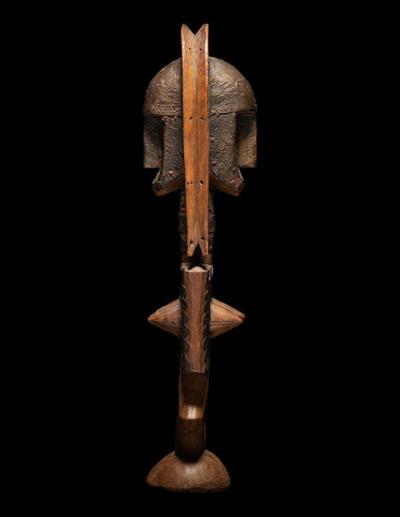 A BAMANA WOOD RELIQUARY GUARDIAN FIGURE