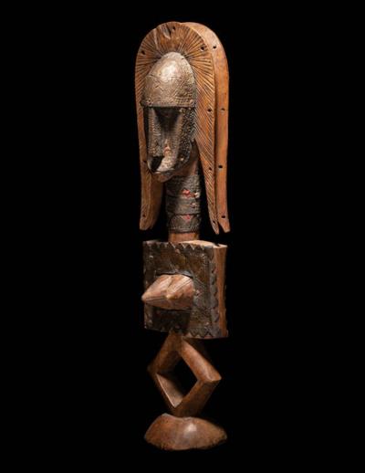 A BAMANA WOOD RELIQUARY GUARDIAN FIGURE