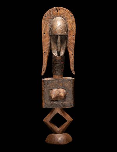 A BAMANA WOOD RELIQUARY GUARDIAN FIGURE