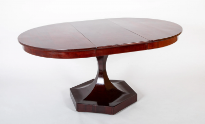 A Baltic Neo Classic Mahogany Dining Table on Hexagonal Incurved Pedestal
