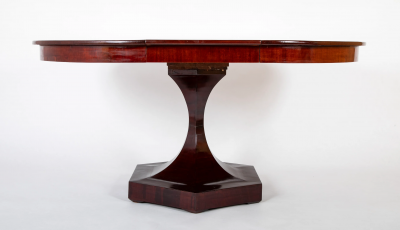 A Baltic Neo Classic Mahogany Dining Table on Hexagonal Incurved Pedestal