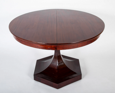 A Baltic Neo Classic Mahogany Dining Table on Hexagonal Incurved Pedestal