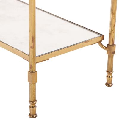 A Beautiful Pair of French Brass and Mirrored Tables in the manner of Jansen