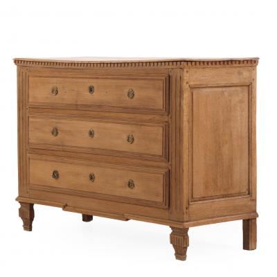 A Belgian Neoclassical style Three Drawer Oak Commode C 1860 