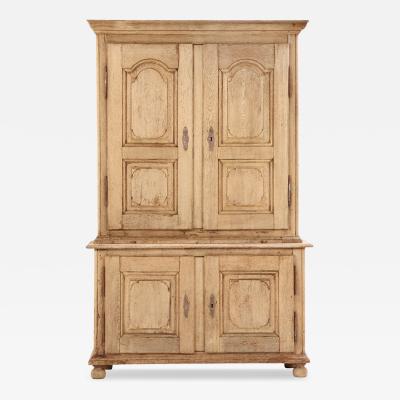 A Belgian Oak Two Part Paneled Cupboard Mid 19th C 