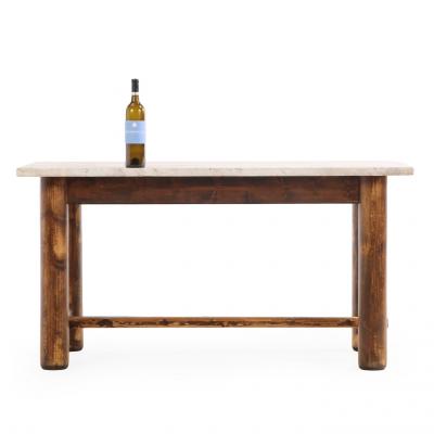 A Belgian Pine Table with White Marble Top C 1900