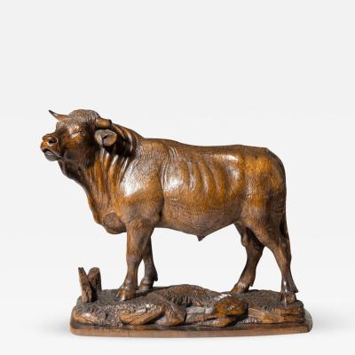 A Black Forest Linden Wood Model Of A Standing Bull