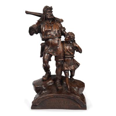 A Black Forest linden wood long case clock by Spring of Interlaken