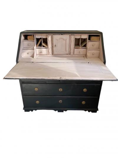 A Black Rococo Foldable Writing Desk With Drawers Circa 18th Century Sweden