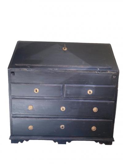 A Black Rococo Foldable Writing Desk With Drawers Circa 18th Century Sweden