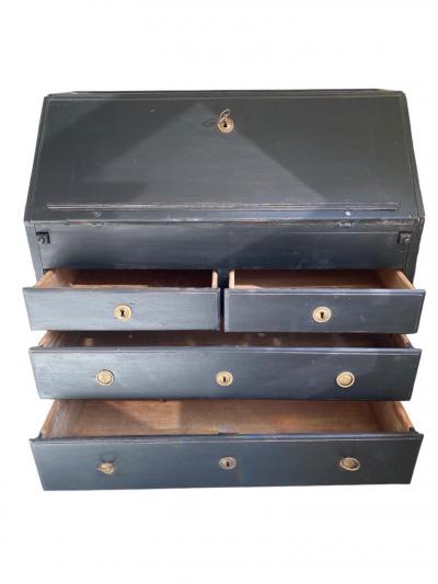 A Black Rococo Foldable Writing Desk With Drawers Circa 18th Century Sweden