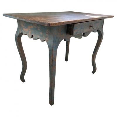 A Blue Rococo 18th Century Writing Table With Drawer Finland