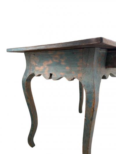 A Blue Rococo 18th Century Writing Table With Drawer Finland