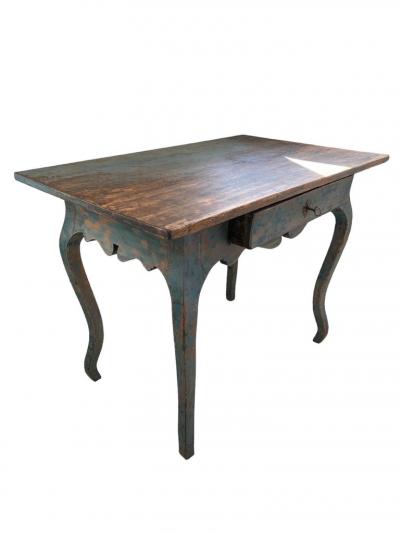 A Blue Rococo 18th Century Writing Table With Drawer Finland