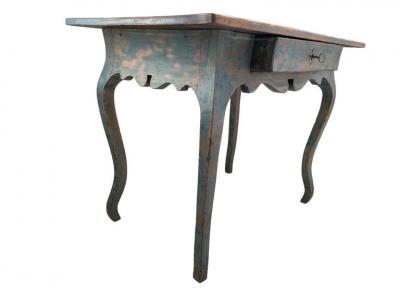 A Blue Rococo 18th Century Writing Table With Drawer Finland