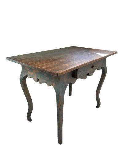 A Blue Rococo 18th Century Writing Table With Drawer Finland