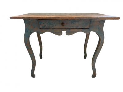 A Blue Rococo 18th Century Writing Table With Drawer Finland