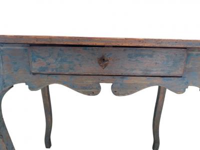 A Blue Rococo 18th Century Writing Table With Drawer Finland