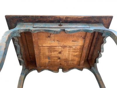 A Blue Rococo 18th Century Writing Table With Drawer Finland