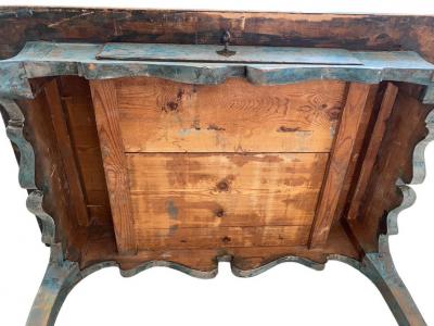 A Blue Rococo 18th Century Writing Table With Drawer Finland