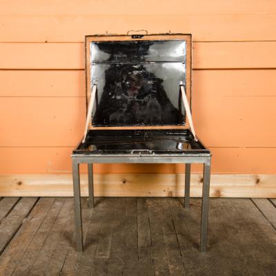 A British campaign style iron folding table or armchair Mid 19th C