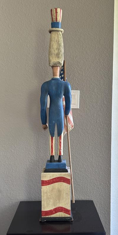A CARVED AND PAINTED FIGURE OF UNCLE SAM CIRCA 1876