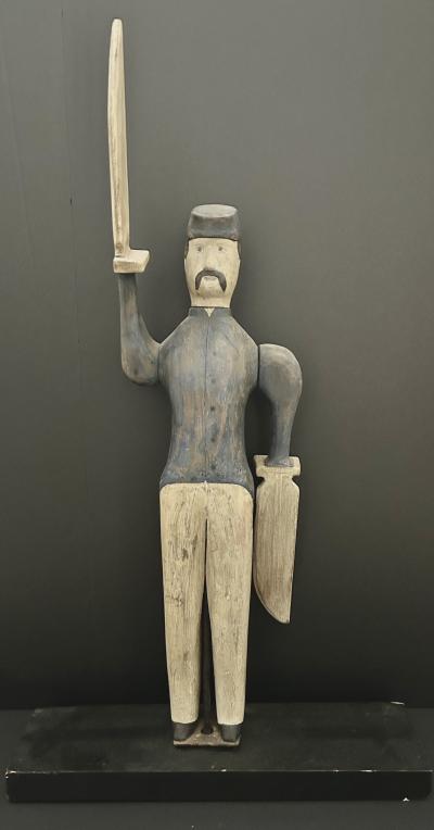 A CARVED AND PAINTED WHIRLIGIG OF CIVIL WAR SOLDIER