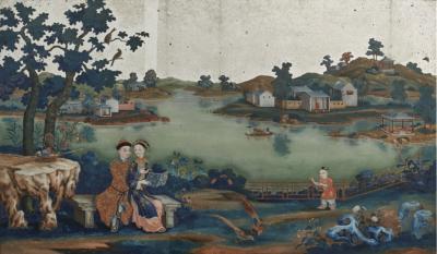 A CHINESE EXPORT REVERSE GLASS PAINTING