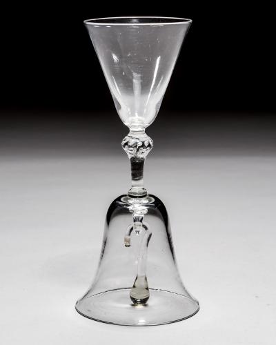 A COMBINED WINE GOBLET BELL GLASS WITH AIR BEAD KNOP