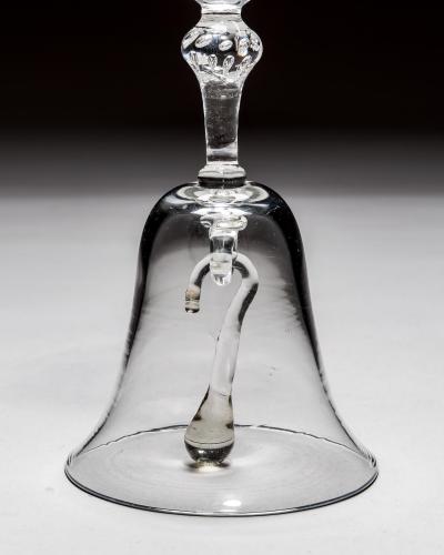 A COMBINED WINE GOBLET BELL GLASS WITH AIR BEAD KNOP