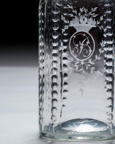 A CUT ENGRAVED SQUARE GEORGIAN DECANTER