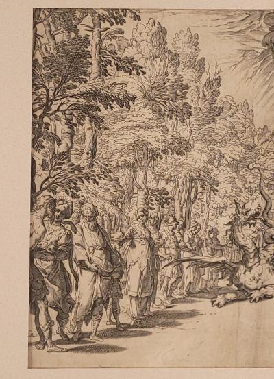 A Carracci Engraving titled Apollo and the Python 1589 Florence Italy 