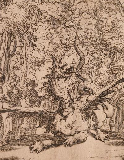 A Carracci Engraving titled Apollo and the Python 1589 Florence Italy 