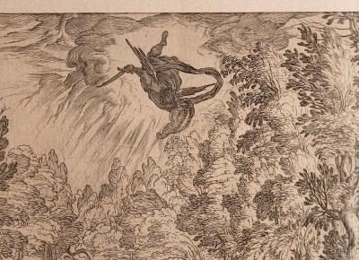 A Carracci Engraving titled Apollo and the Python 1589 Florence Italy 