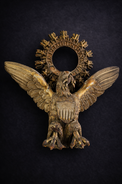 A Carved Gilded Wooden Eagle possibly Maine 19th century 