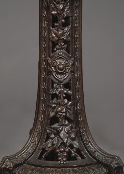 A Cast Iron Center Table With Specimen Marble Top Of Geometric Design