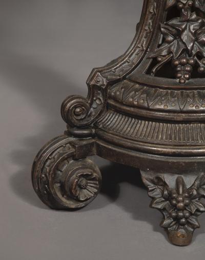 A Cast Iron Center Table With Specimen Marble Top Of Geometric Design