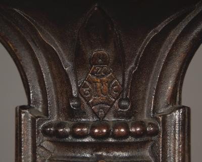 A Cast Iron Center Table With Specimen Marble Top Of Geometric Design