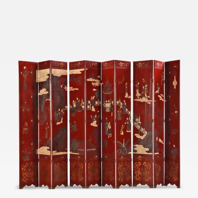 A Chinese 10 panel folding screen C 1940 
