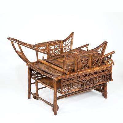 A Chinese Export Brighton Pavilion bamboo adjustable day bed
