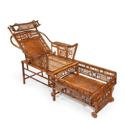 A Chinese Export Brighton Pavilion bamboo adjustable day bed