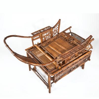 A Chinese Export Brighton Pavilion bamboo adjustable day bed