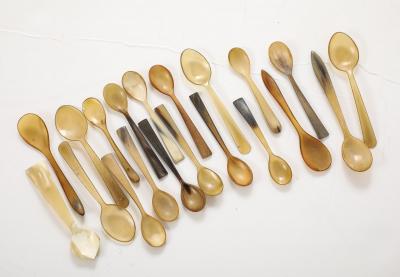 A Collection of Carved Horn Teaspoons