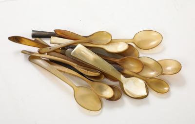 A Collection of Carved Horn Teaspoons