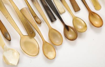 A Collection of Carved Horn Teaspoons