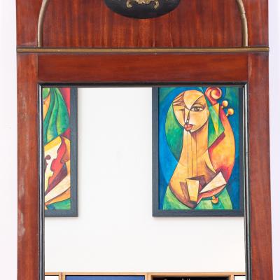 A Continental Regency style mahogany pier mirror early 19th C 