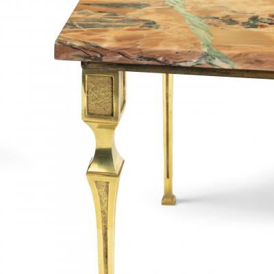 A Continental brass marble topped coffee table