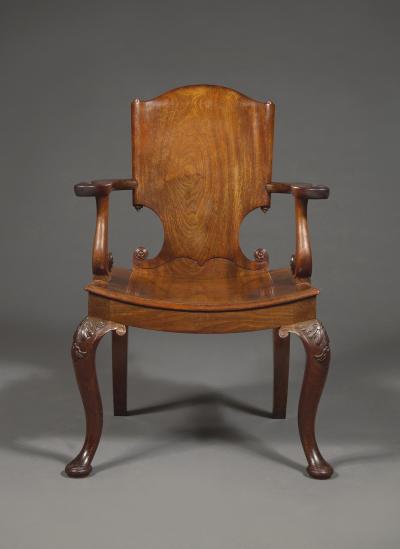 A Cuban Mahogany Armchair The Back In The Form Of A Paper Scroll
