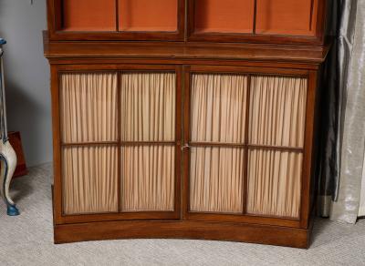 A Curved French Walnut Biblioth que One of Two