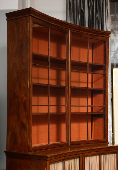 A Curved French Walnut Biblioth que One of Two